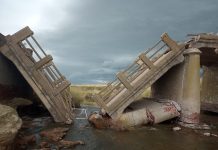 Se cayó el puente que une a Carhué y Arroyo Venado (Guaminí)